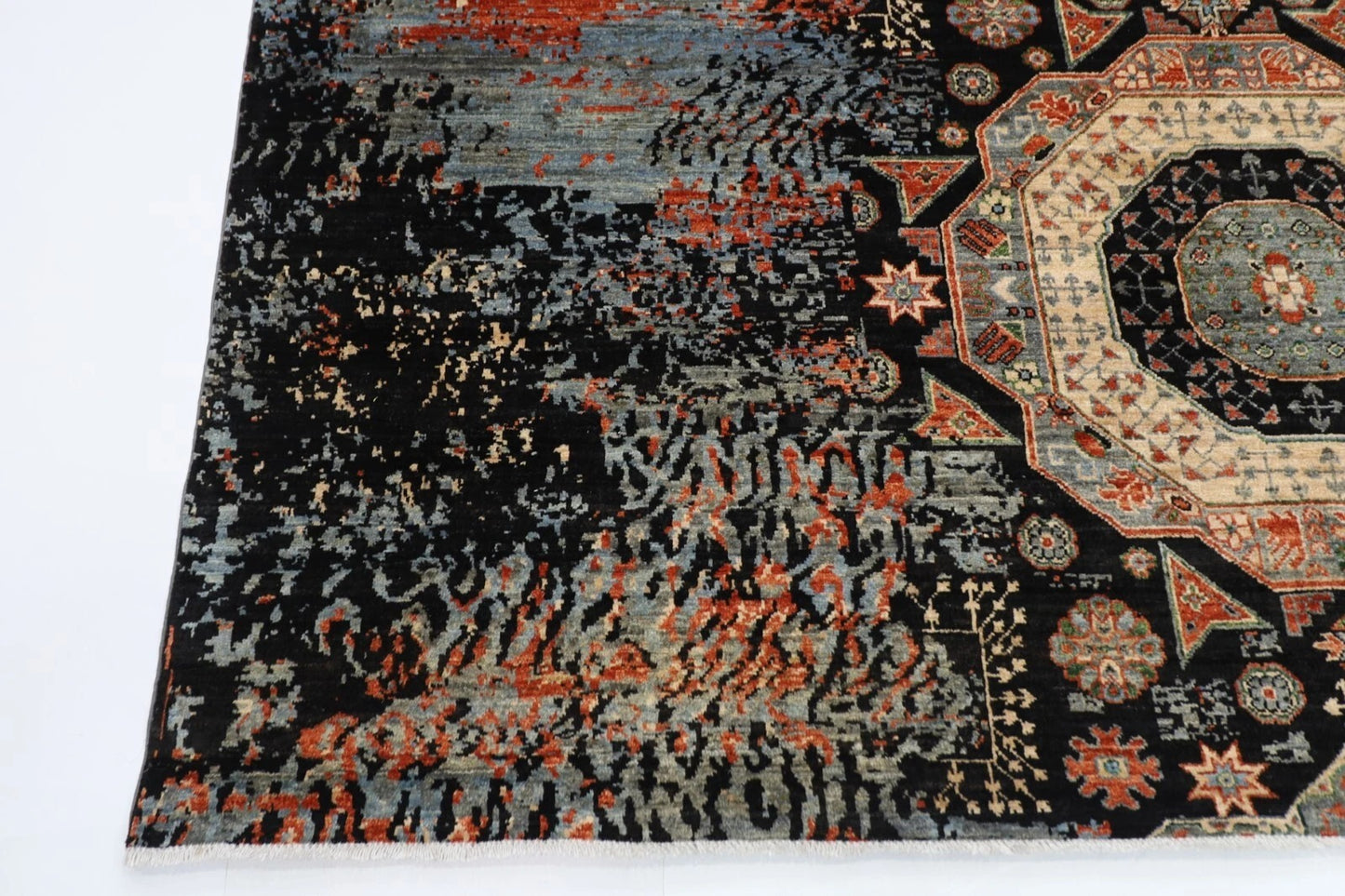252 x 302 cm | Abstract Mamluk Afghan Tribal Hand Knotted Carpet