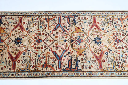 83 x 300 cm | Bidjar Beige Afghan Tribal Hand Knotted Wool Runner