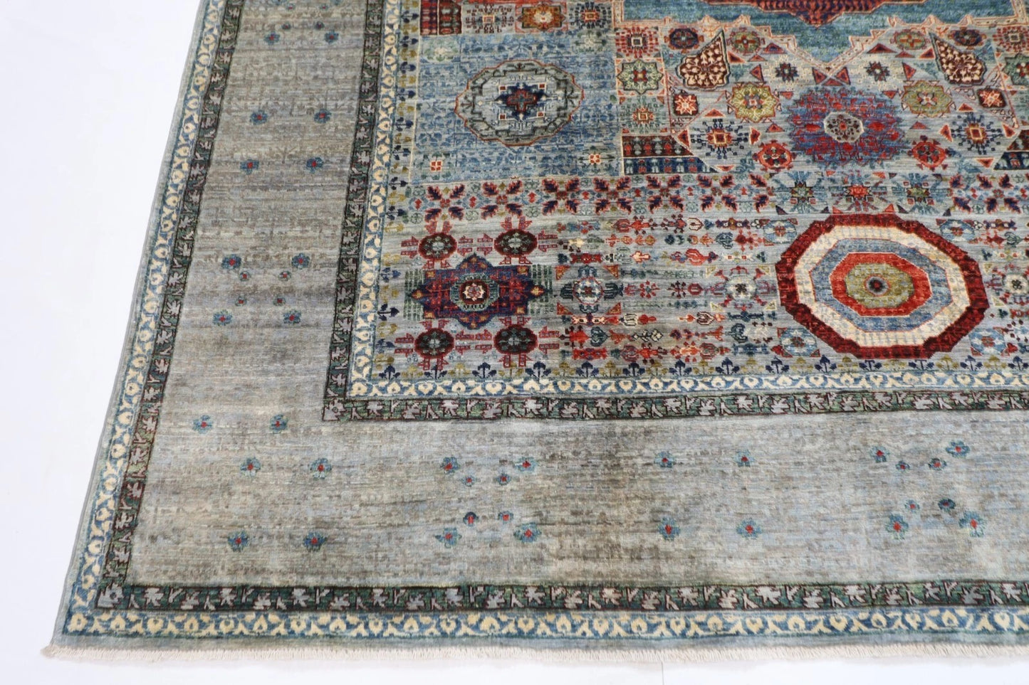 246 x 296 cm | Mamluk Afghan Tribal Hand Knotted Carpet