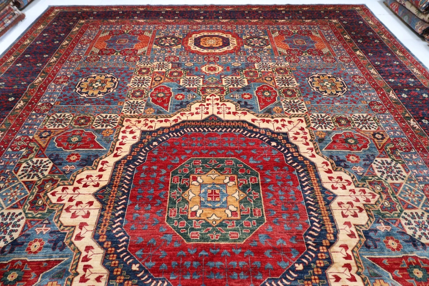 374 x 543 cm | Mamluk Afghan Tribal Hand Knotted Carpet
