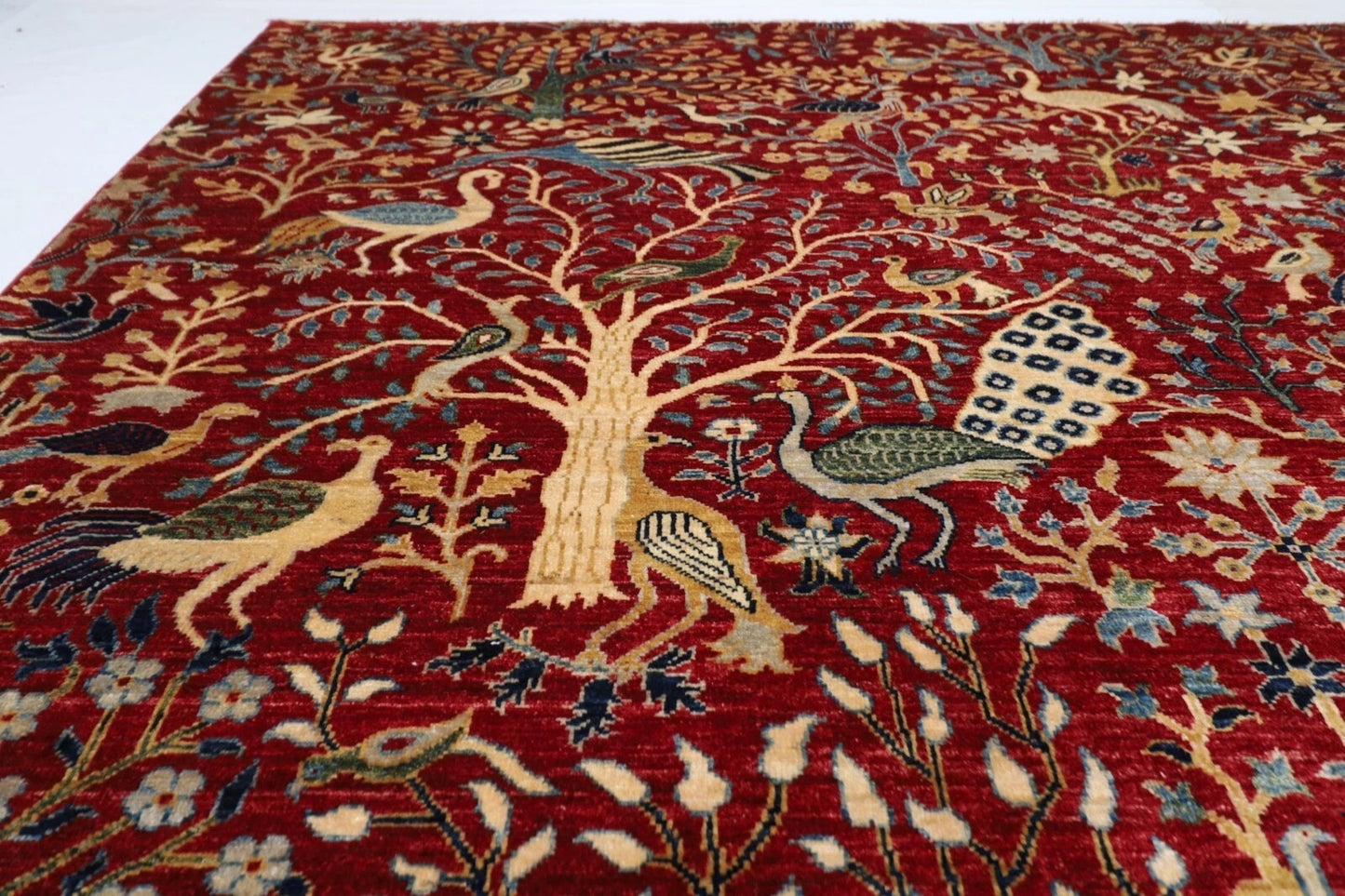 303 x 419 cm | Birds Red Afghan Tribal Hand Knotted Carpet