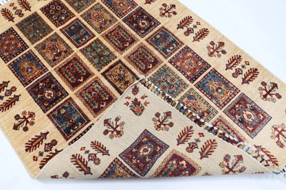 123 x 174 cm | Bakhtiari Afghan Tribal Hand Knotted Veg Dye Wool carpet