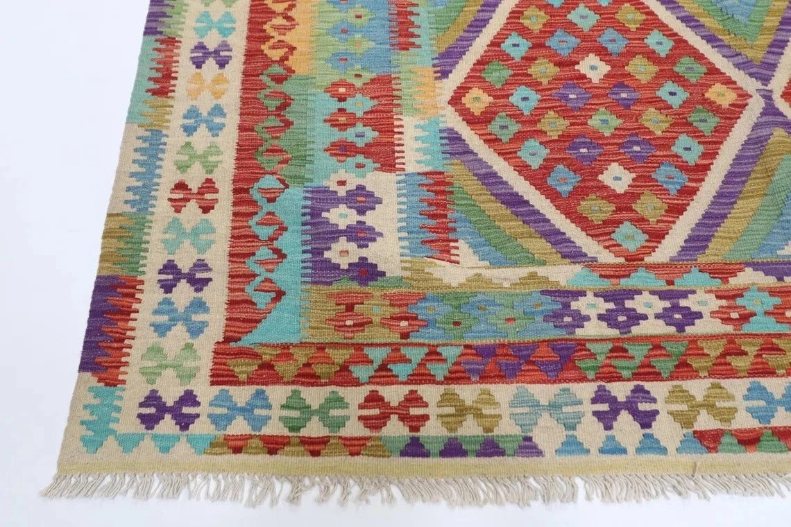 201 x 301 cm | Flat Weaved Afghan Tribal Hand Knotted Kilim