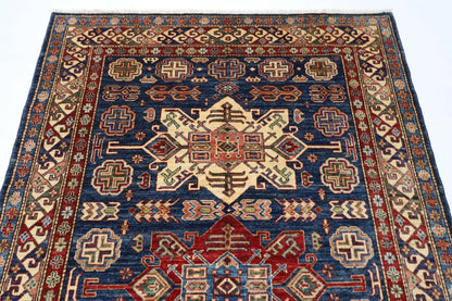149 x 230 cm | Kazak Afghan Tribal Hand Knotted Veg Dye Wool Carpet