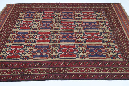 185 x 284 cm | Barjesta Flat Weaved Afghan Tribal Hand Knotted Wool Carpet kilim