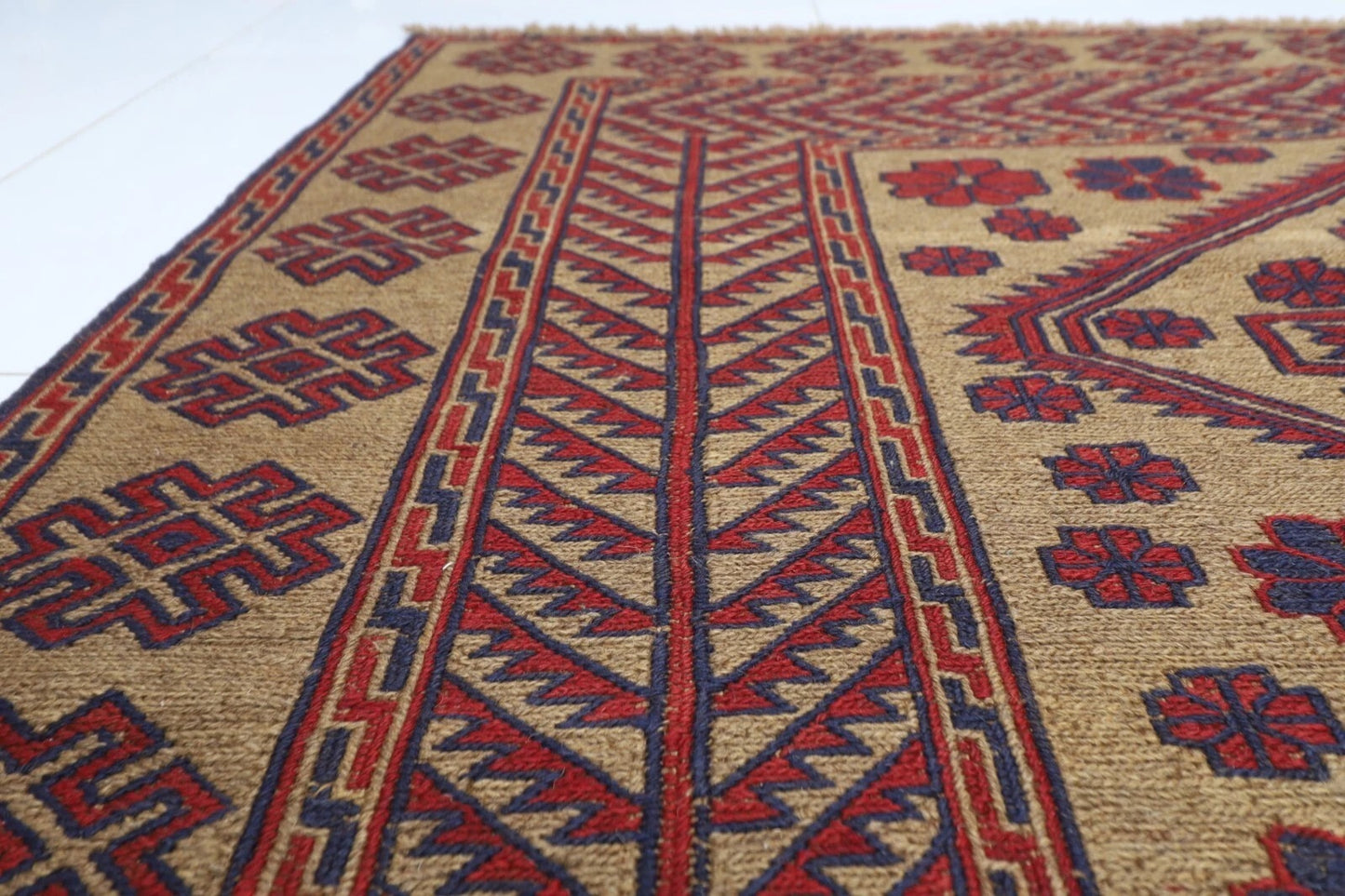 163 x 230 cm | Kilim Afghan Tribal Hand Knotted Veg Dye Wool Carpet
