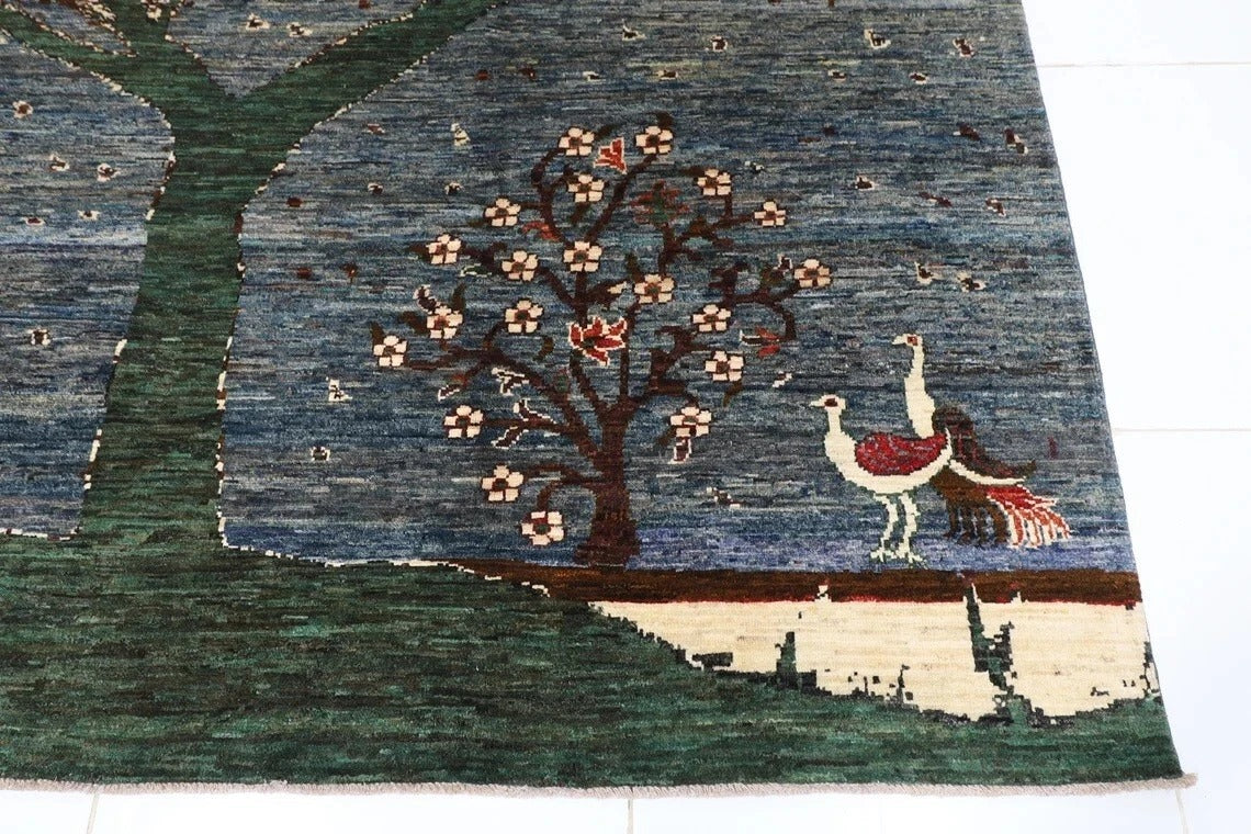 247 x 303 cm | Landscape Gabbeh Afghan Tribal Hand Knotted Carpet