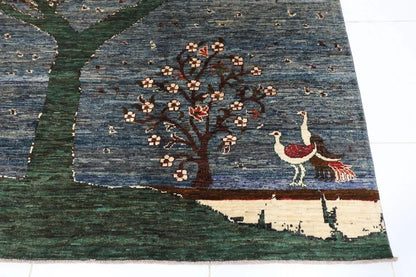 247 x 303 cm | Landscape Gabbeh Afghan Tribal Hand Knotted Carpet