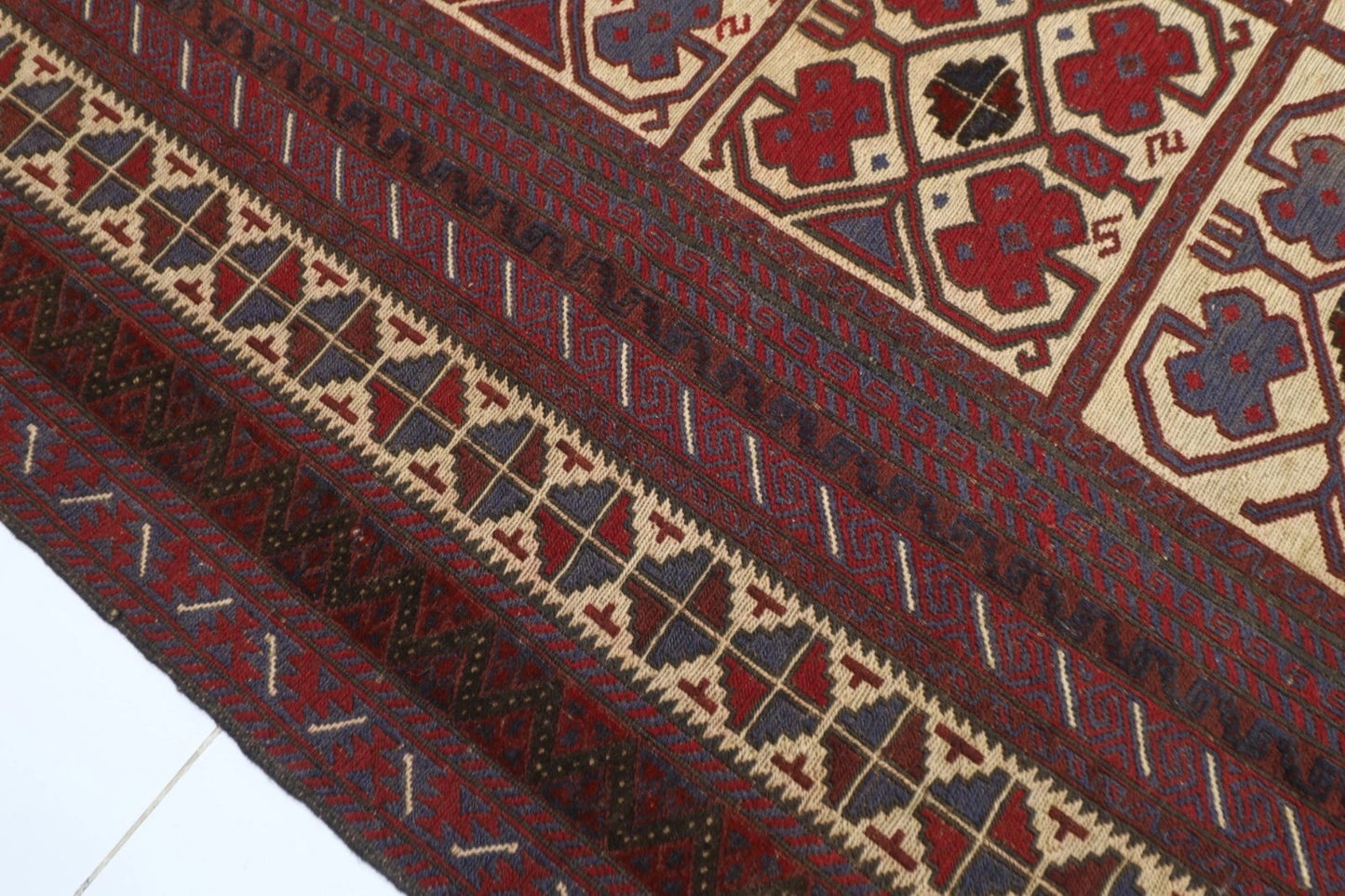 204 x 283 cm | Vintage Flat Weaved Kilim Afghan Tribal Hand Knotted Carpet