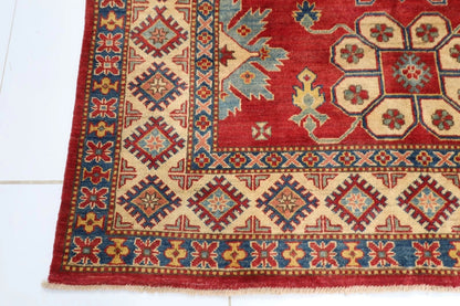 175 x 231 cm | Kazak Afghan Tribal Hand Knotted Veg Dye Wool Carpet