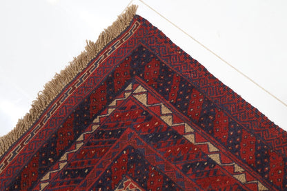 190 x 259 cm | Barjesta Red Flat Weaved Afghan Tribal Hand Knotted Carpet Kilim
