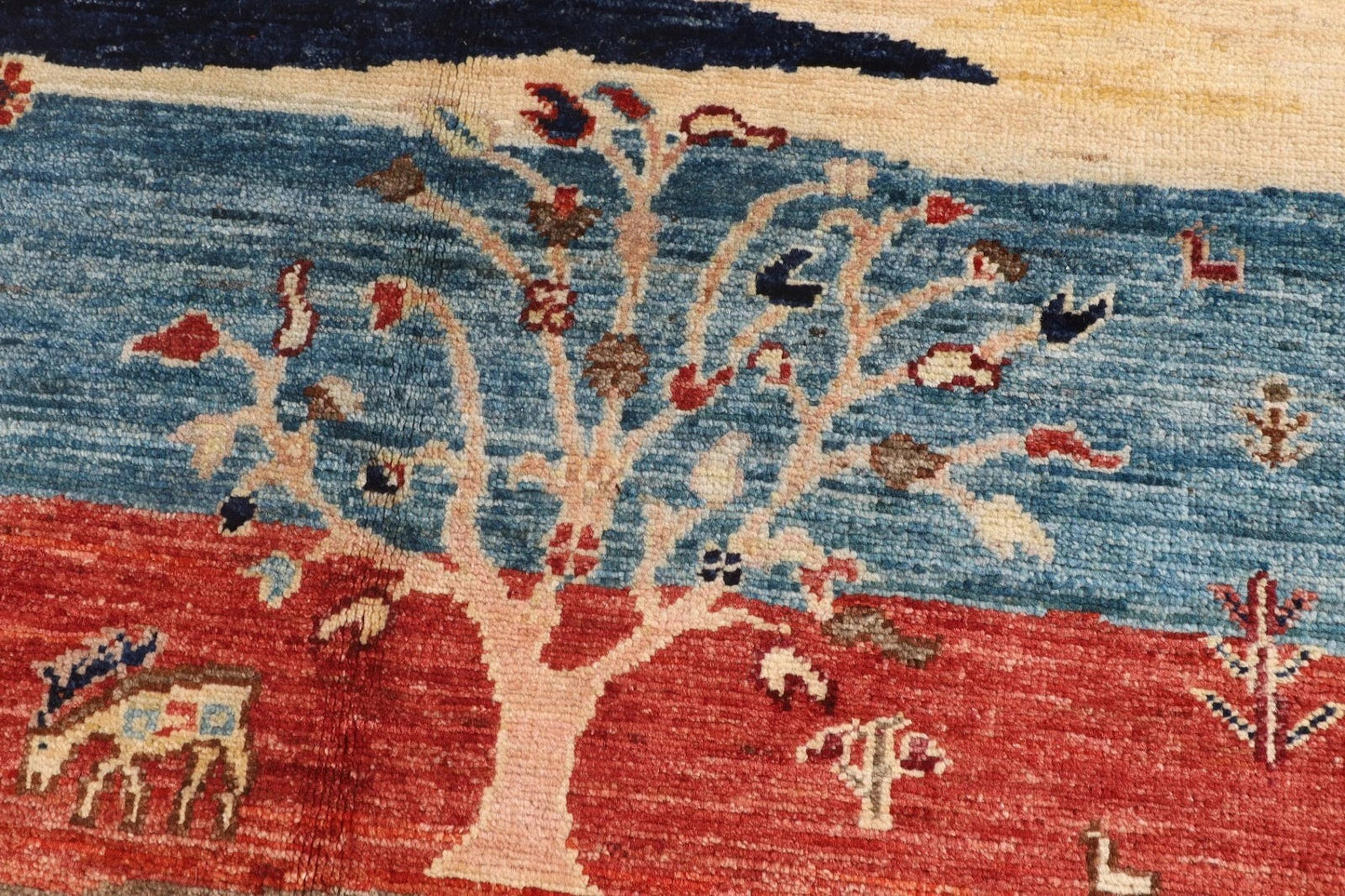 148 x 204 cm | Landscape Afghan Tribal Hand Knotted Veg Dye Wool Carpet
