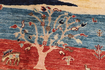 148 x 204 cm | Landscape Afghan Tribal Hand Knotted Veg Dye Wool Carpet