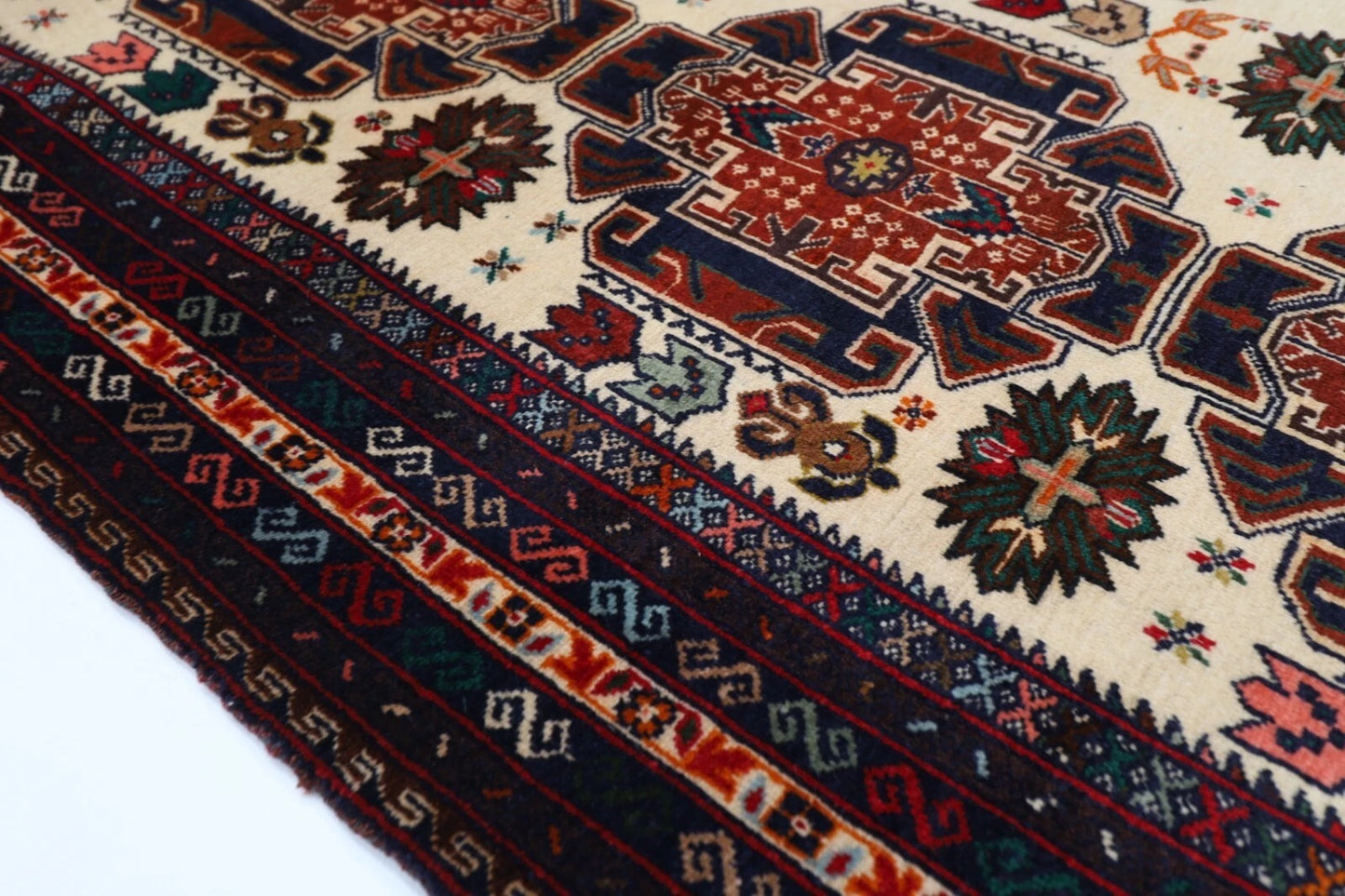 113 x 204 cm | Baluch Afghan Tribal Hand Knotted Veg Dye Wool carpet