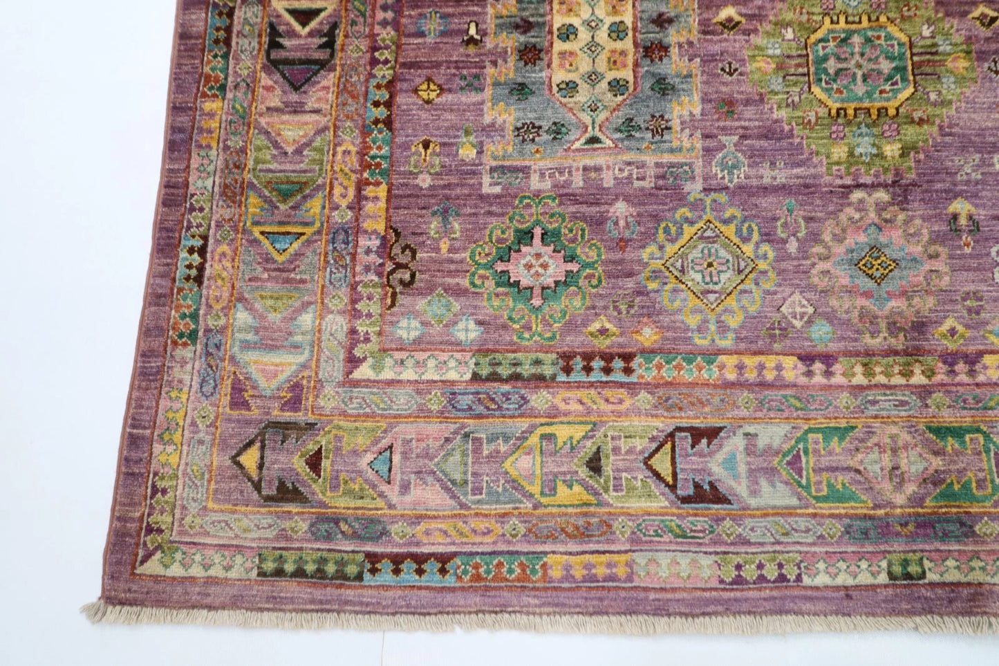 168 x 252 cm | Waziri Pink Afghan Tribal Hand Knotted Veg Dye Wool Carpet