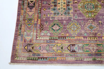 168 x 252 cm | Waziri Pink Afghan Tribal Hand Knotted Veg Dye Wool Carpet