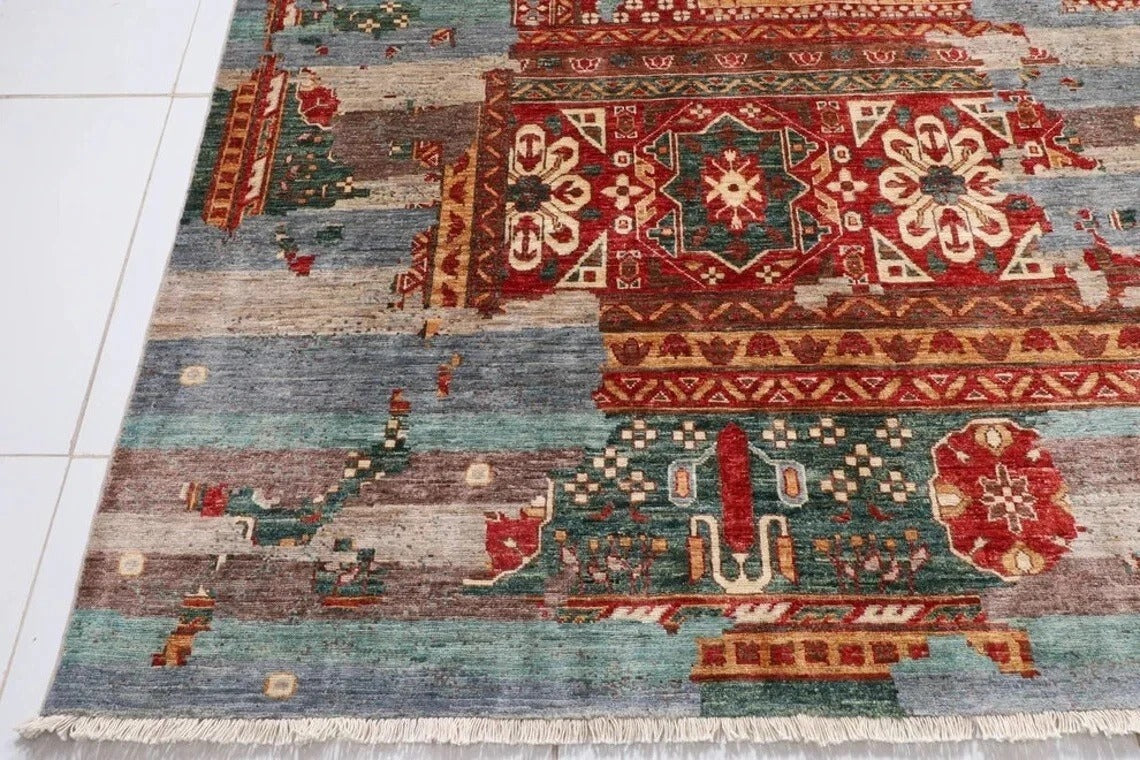 279 x 369 cm | Abstract Mamluk Afghan Hand Knotted Carpet