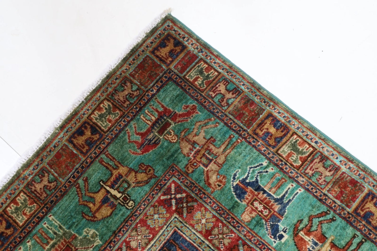 168 x 234 cm | Pazyryk Afghan Tribal Hand Knotted Veg Dye Wool Carpet
