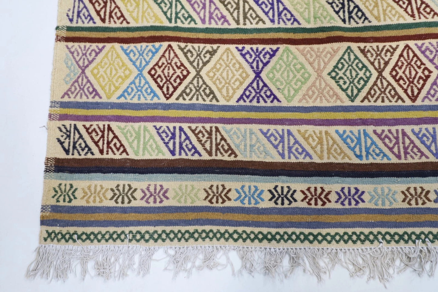 197 x 295 cm | Flat weaved Afghan Tribal Hand Knotted Carpet