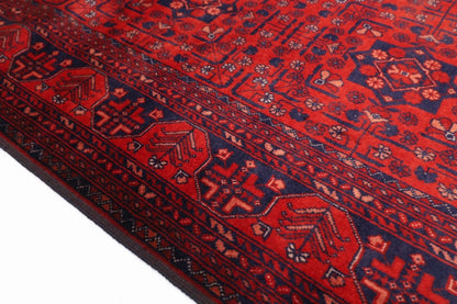 154 x 203 cm | Belgic Tribal Hand Knotted Veg Dye Wool Carpet