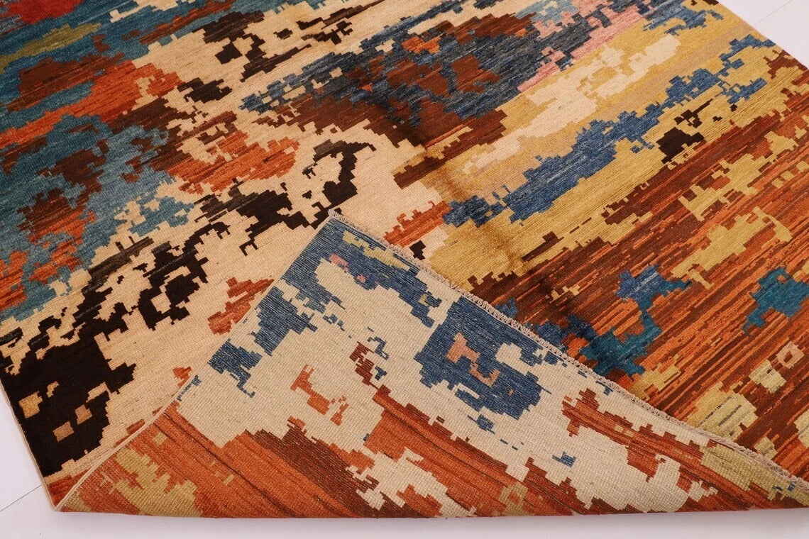 197 x 298 cm | Abstract Afghan Tribal Hand Knotted Carpet
