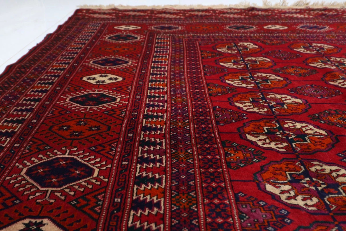 266 x 370 cm | Turkmen Bokhara Tribal Hand Knotted Carpet
