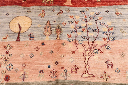 149 x 200 cm | Landscape Afghan Tribal Hand Knotted Veg Dye Wool Carpet