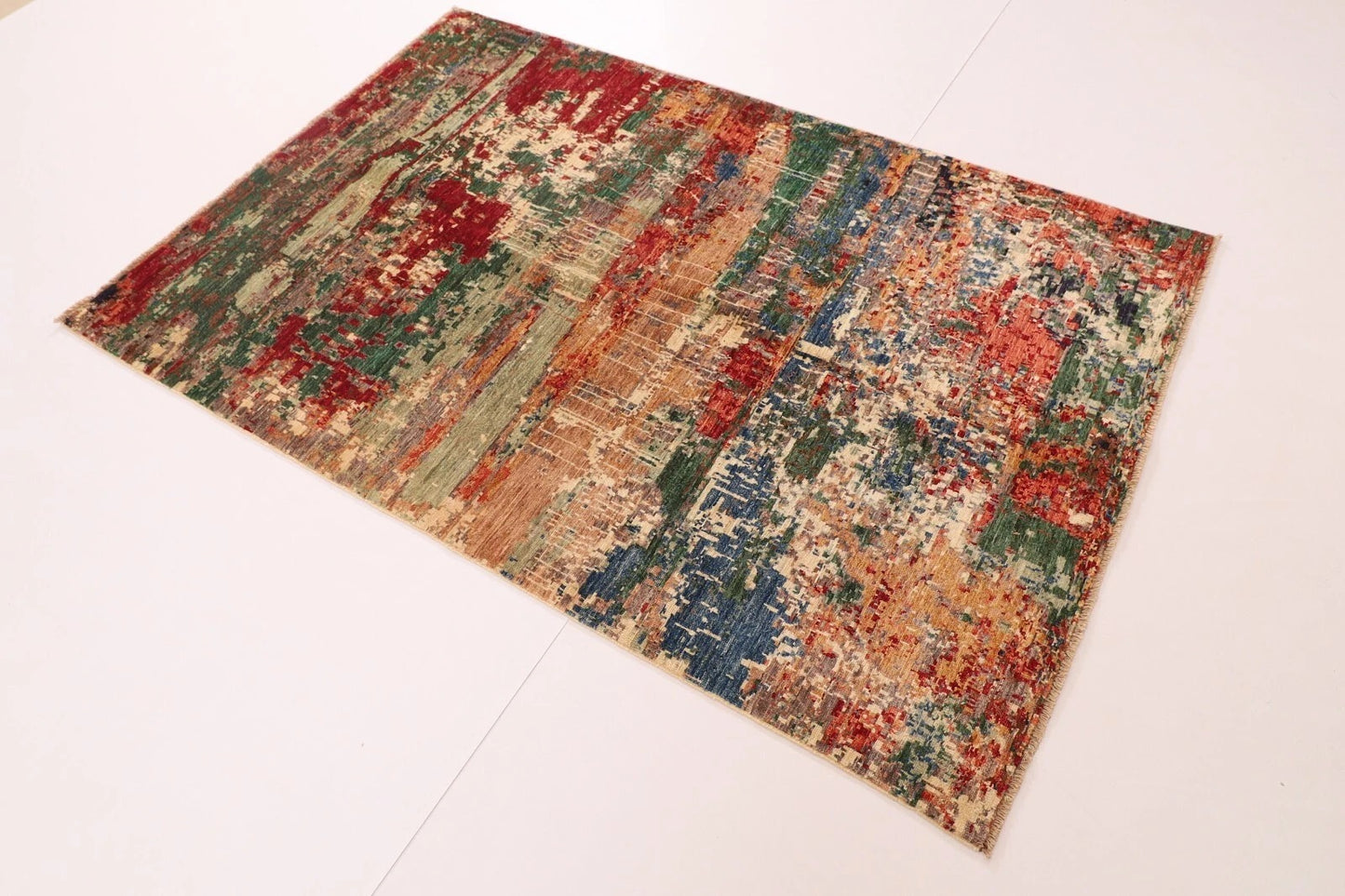 126 x 186 cm | Abstract Afghan Tribal Hand Knotted Veg Dye Wool carpet