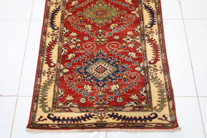 97 x 583 cm | Kazak Red Afghan Tribal Hand Knotted Wool Runner