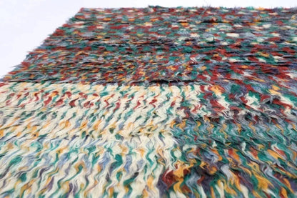 194 x 284 cm | Abstract Long Pile Afghan Tribal Hand Knotted Carpet