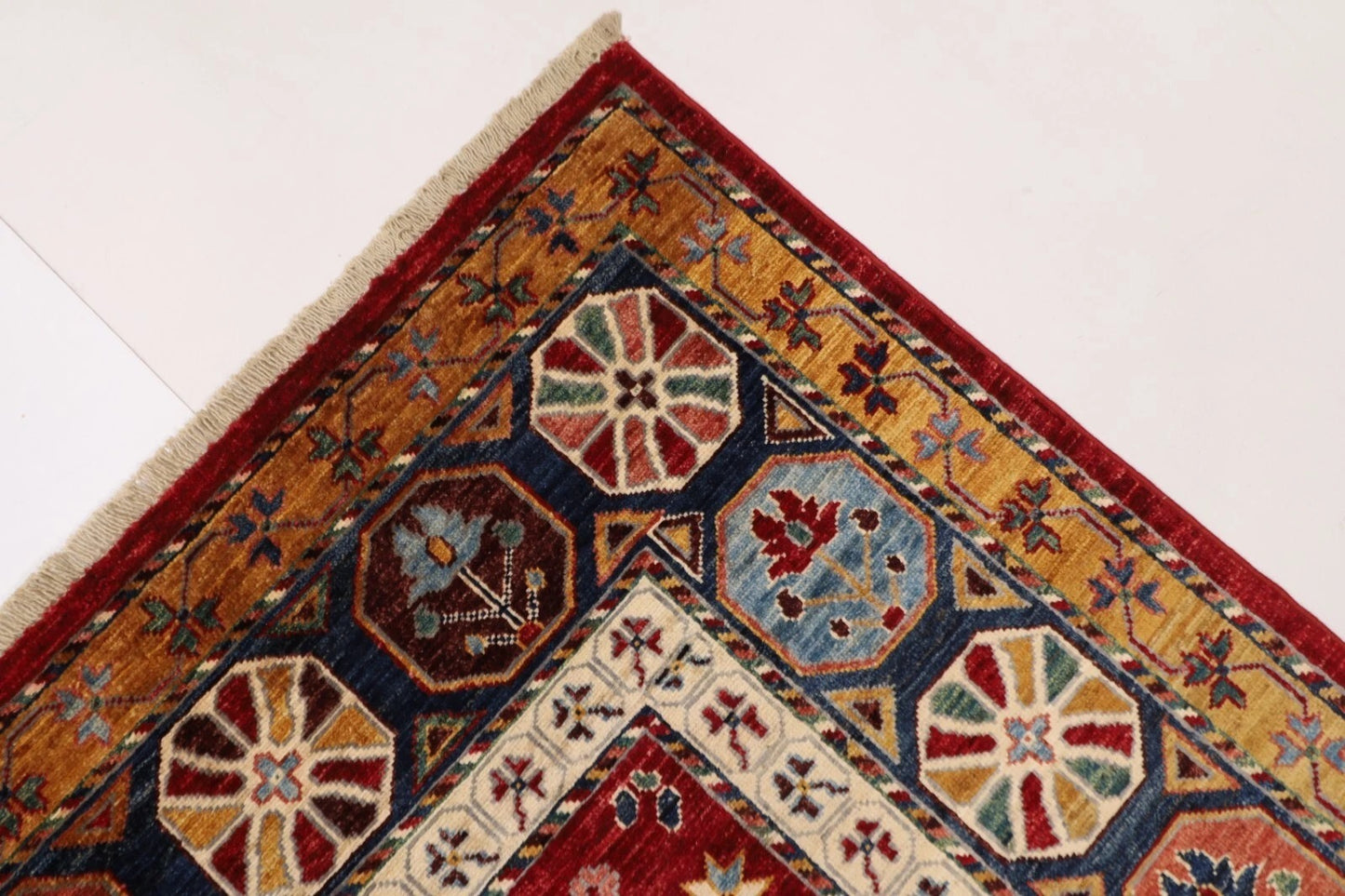 152 x 203 cm | Afghan Tribal Hand Knotted Veg Dye Wool Carpet