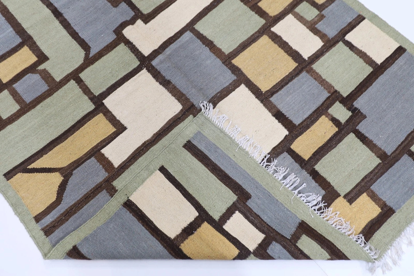 153 x 205 cm | Flat Weave Afghan Tribal Hand Knotted Veg Dye Wool Kilim