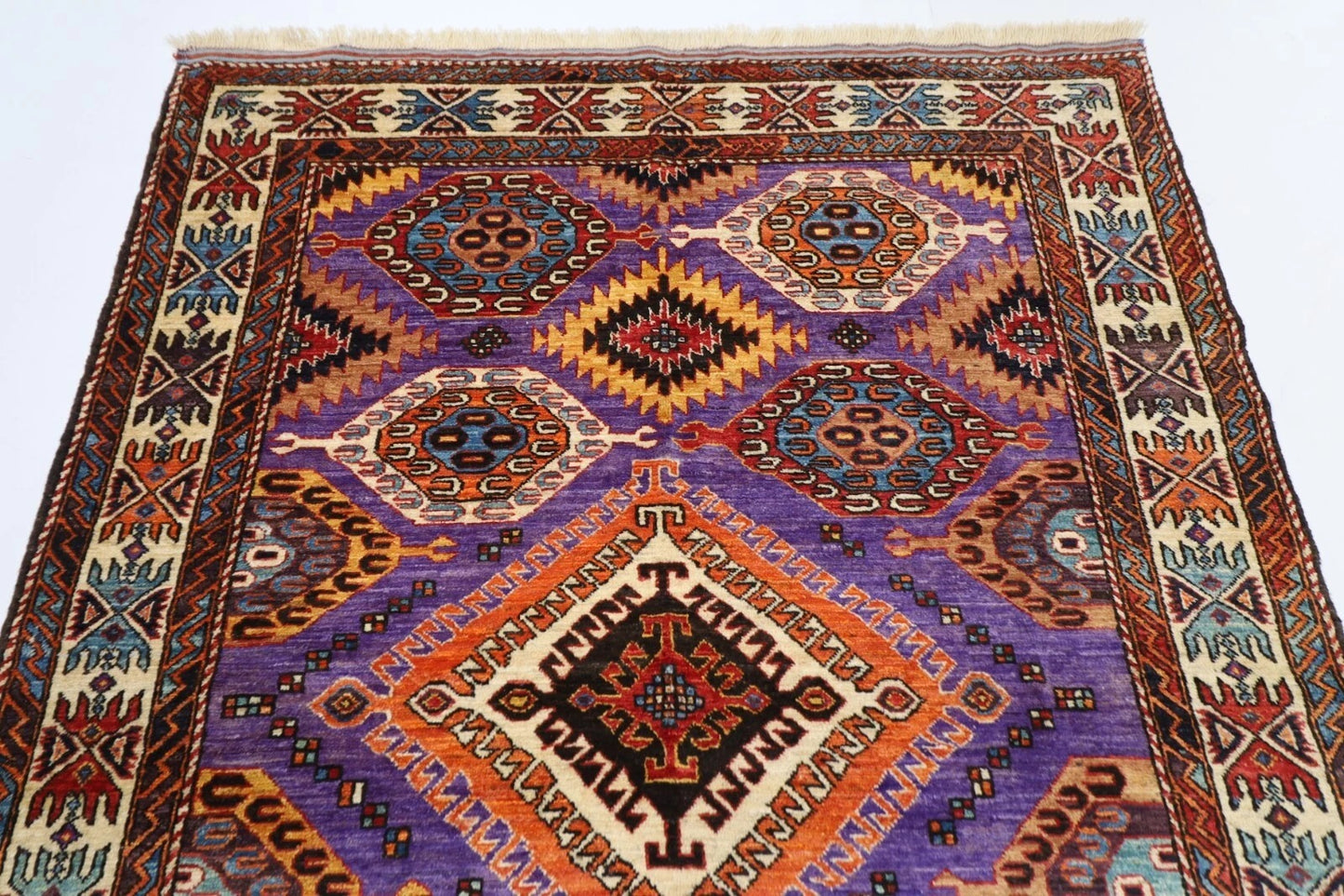 160 x 226 cm | Purple Afghan Tribal Hand Knotted Veg Dye Wool carpet