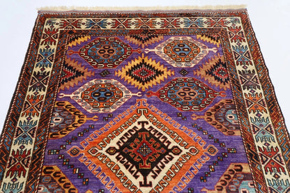 160 x 226 cm | Purple Afghan Tribal Hand Knotted Veg Dye Wool carpet
