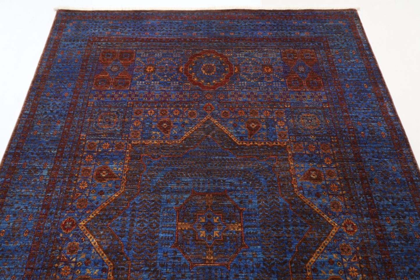 174 x 245 cm | Mamluk Afghan Tribal Hand Knotted Veg Dye Wool Carpet