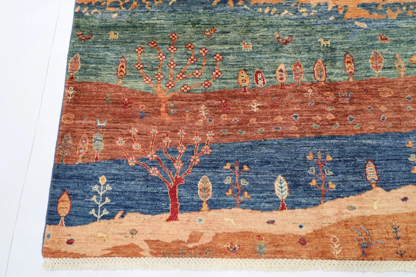 168 x 230 cm | Landscape Afghan Tribal Hand Knotted Veg Dye Wool Carpet
