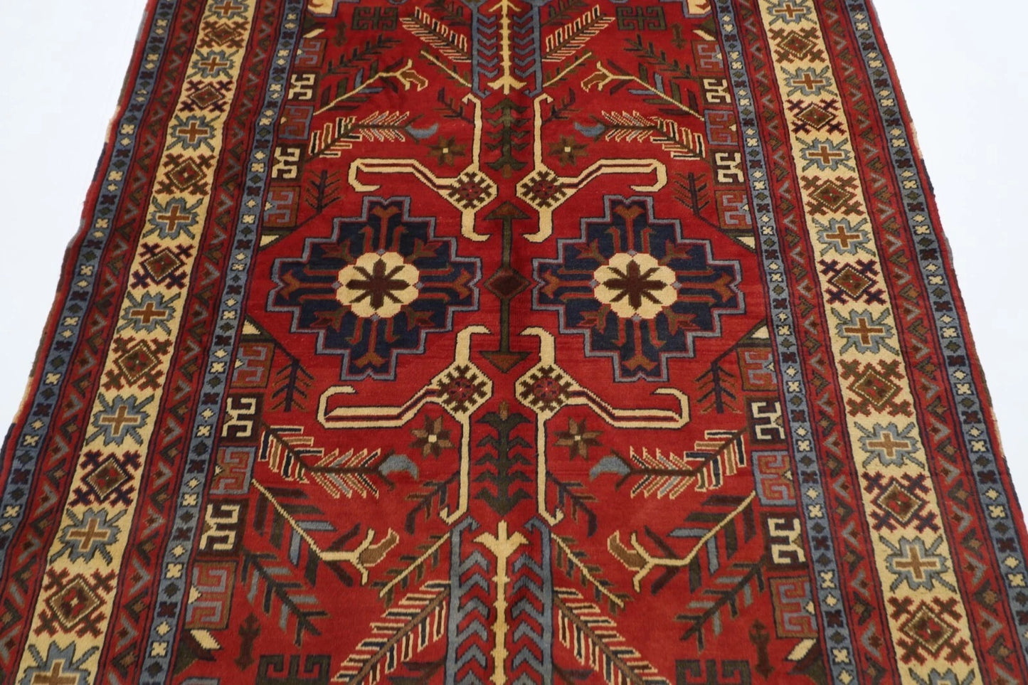 156 x 195 cm | Tribal Hand Knotted Veg Dye Wool Carpet