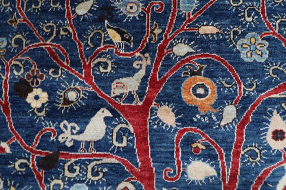177 x 240 cm | Navy Afghan Tribal Hand Knotted Veg Dye Wool Carpet