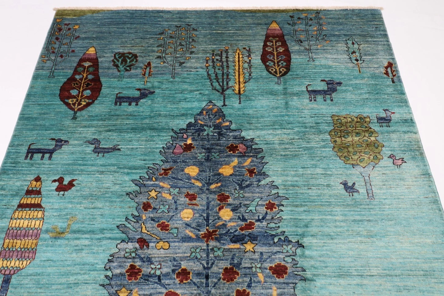 173 x 236 cm | Afghan Tribal Hand Knotted Veg Dye Wool Carpet