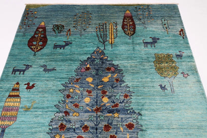 173 x 236 cm | Afghan Tribal Hand Knotted Veg Dye Wool Carpet
