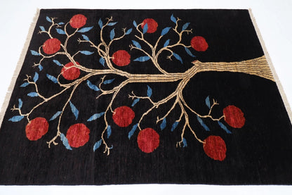 162 x 216 cm | Pomegranate Afghan Tribal Hand Knotted Veg Dye Wool Carpet