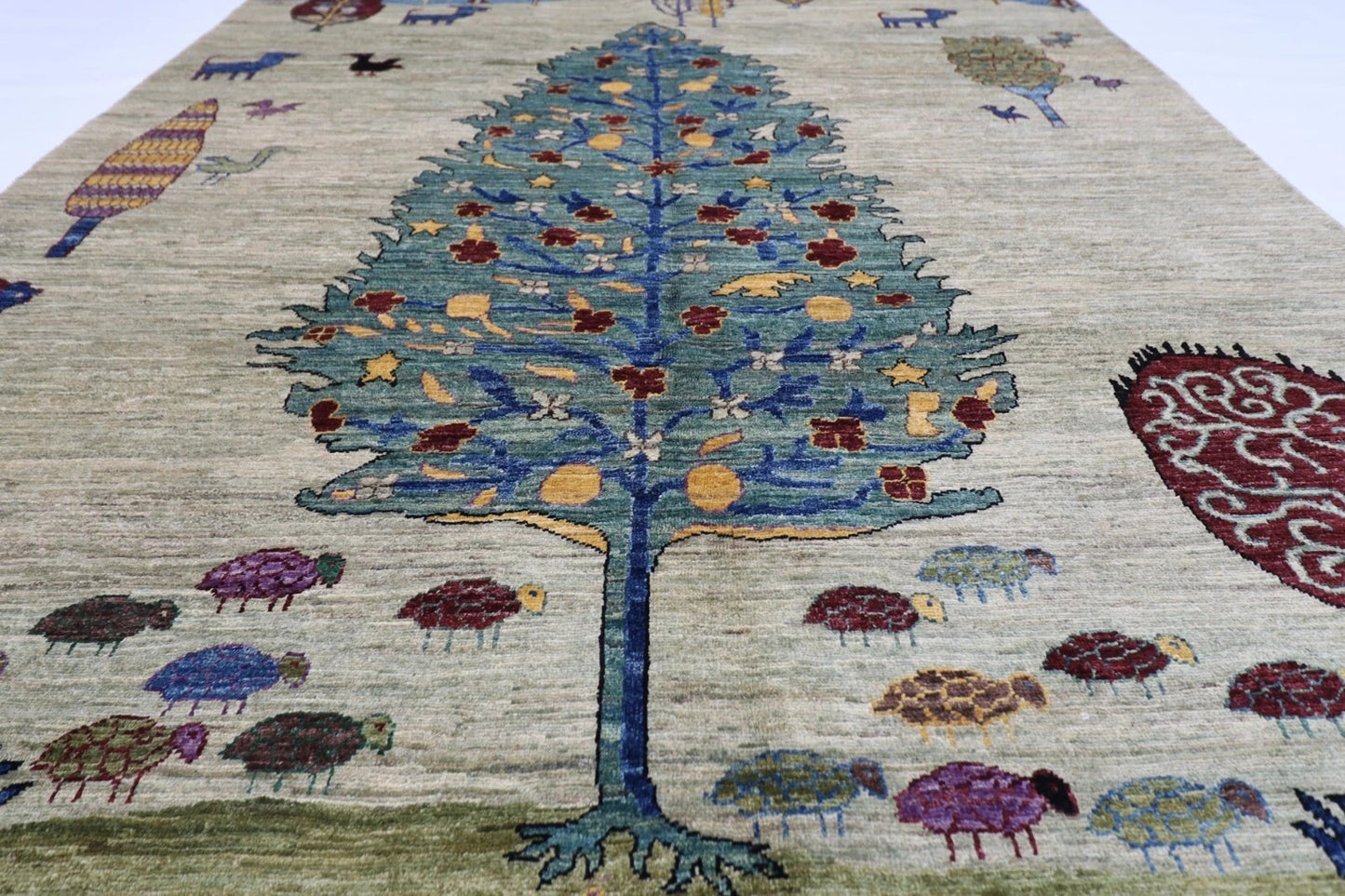 170 x 248 cm | Tree Afghan Tribal Hand Knotted Veg Dye Wool Carpet