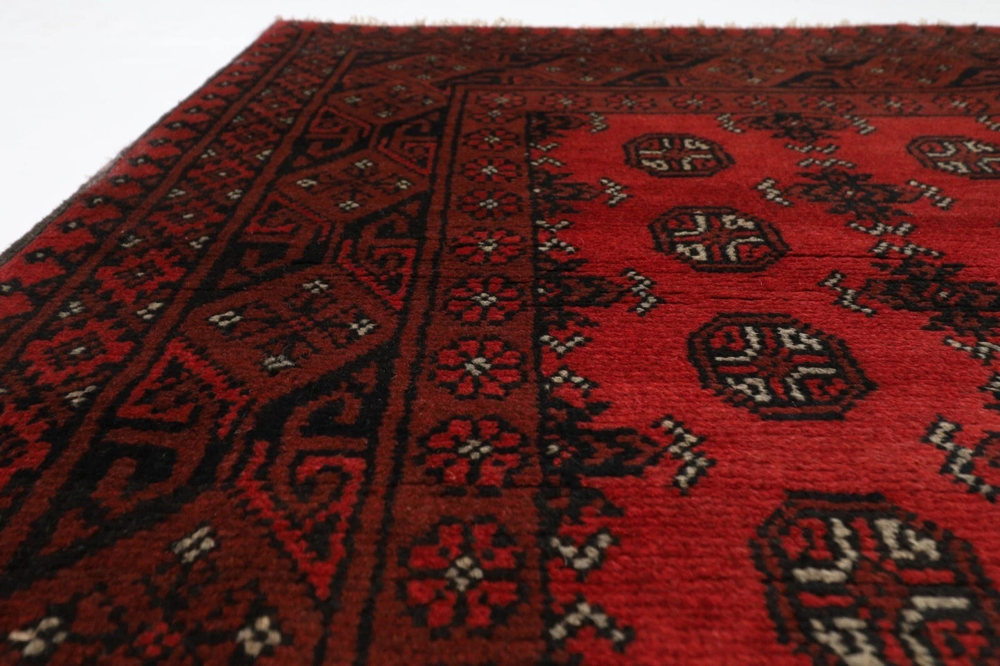 159 x 234 cm | Akja Bokhara Afghan Tribal Hand Knotted Veg Dye Wool Carpet