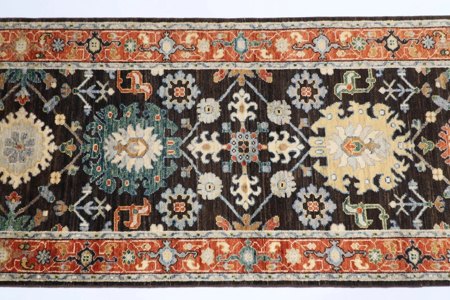 81 x 441 cm | Brown Afghan Tribal Hand Knotted Wool Runner