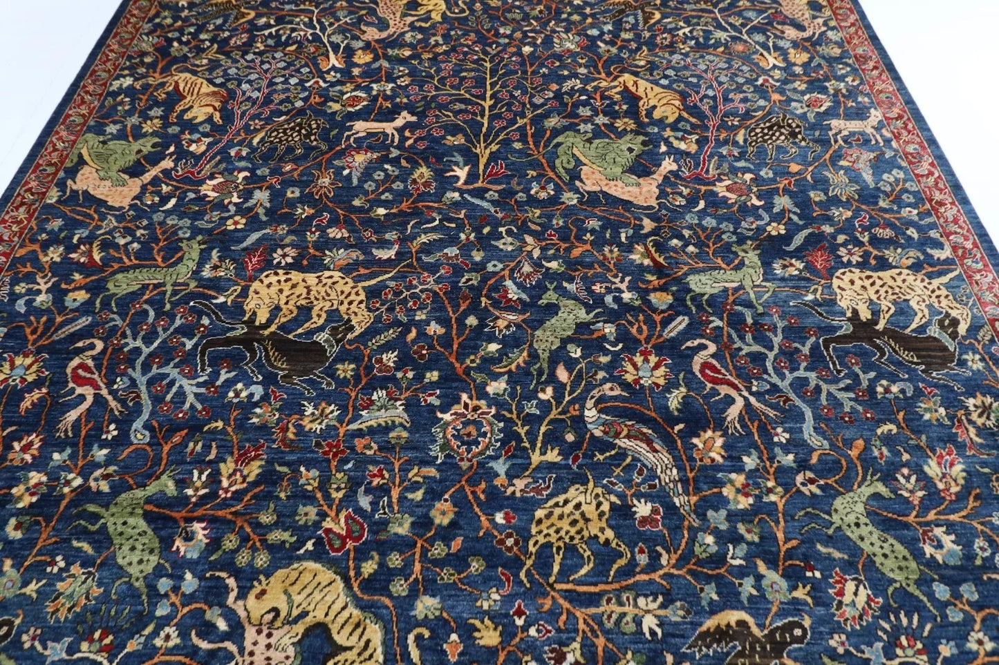 275 x 364 cm | Animal Hunting Afghan Tribal Hand Knotted Carpet