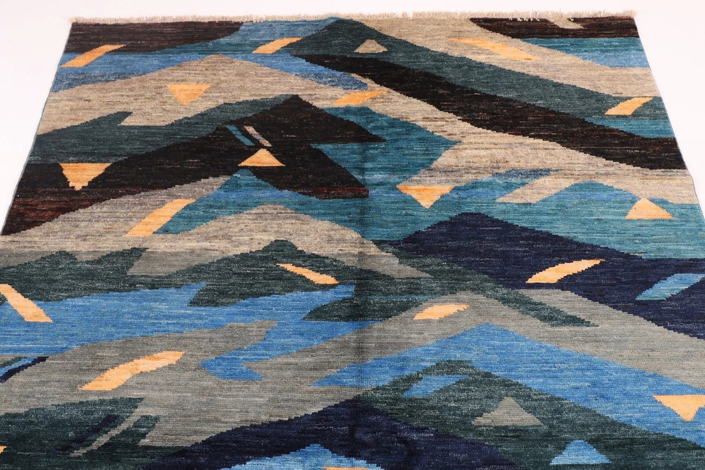 173 x 247 cm | Abstract Afghan Tribal Hand Knotted Veg Dye Wool Carpet