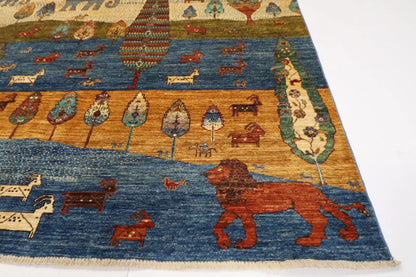 195 x 195 cm | Animal Afghan Tribal Hand Knotted Wool Carpet