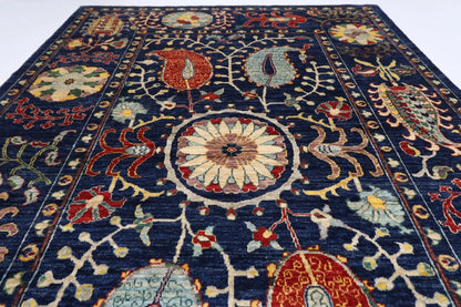 184 x 281 cm |  Suzani Blue Afghan Tribal Hand Knotted Veg Dye Wool carpet