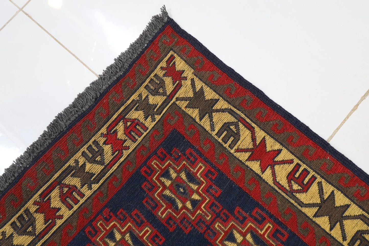 222 x 244 cm | Sumak Flat Weave Afghan Tribal Hand Knotted Veg Dye Wool Carpet