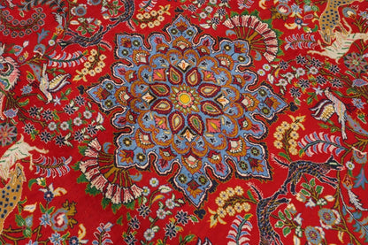 302 x 479 cm | Red Geometric Large Size Area Rug Hand Knotted Carpet Blue Color Rug